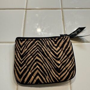 Zebra Print Clutch Bag - Black and Tan